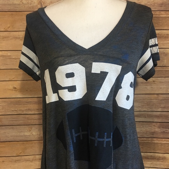 Rebel Yell Tops - REBEL YELL NAVY FOOTBALL GRAPHIC TEE
